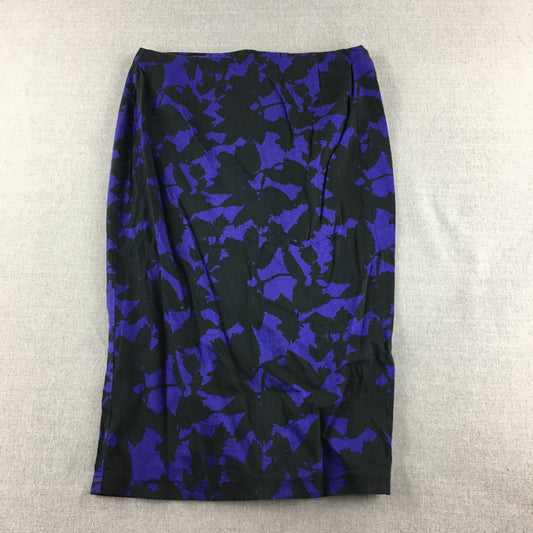 Zalora Womens Midi Skirt Size L Purple Black Floral Straight