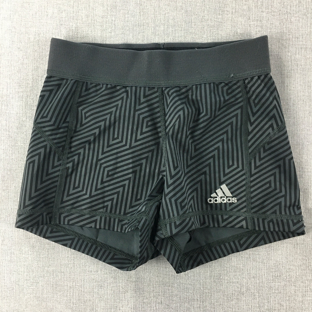 Adidas Techfit Womens Shorts Size XS Black Striped Logo Climalite Athletic Gym