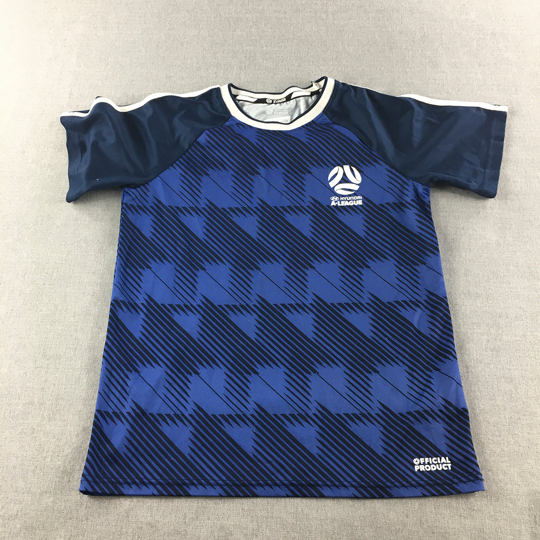 Hyundai A-League Kids Boys T-Shirt Size 14 Blue Football Soccer Jersey