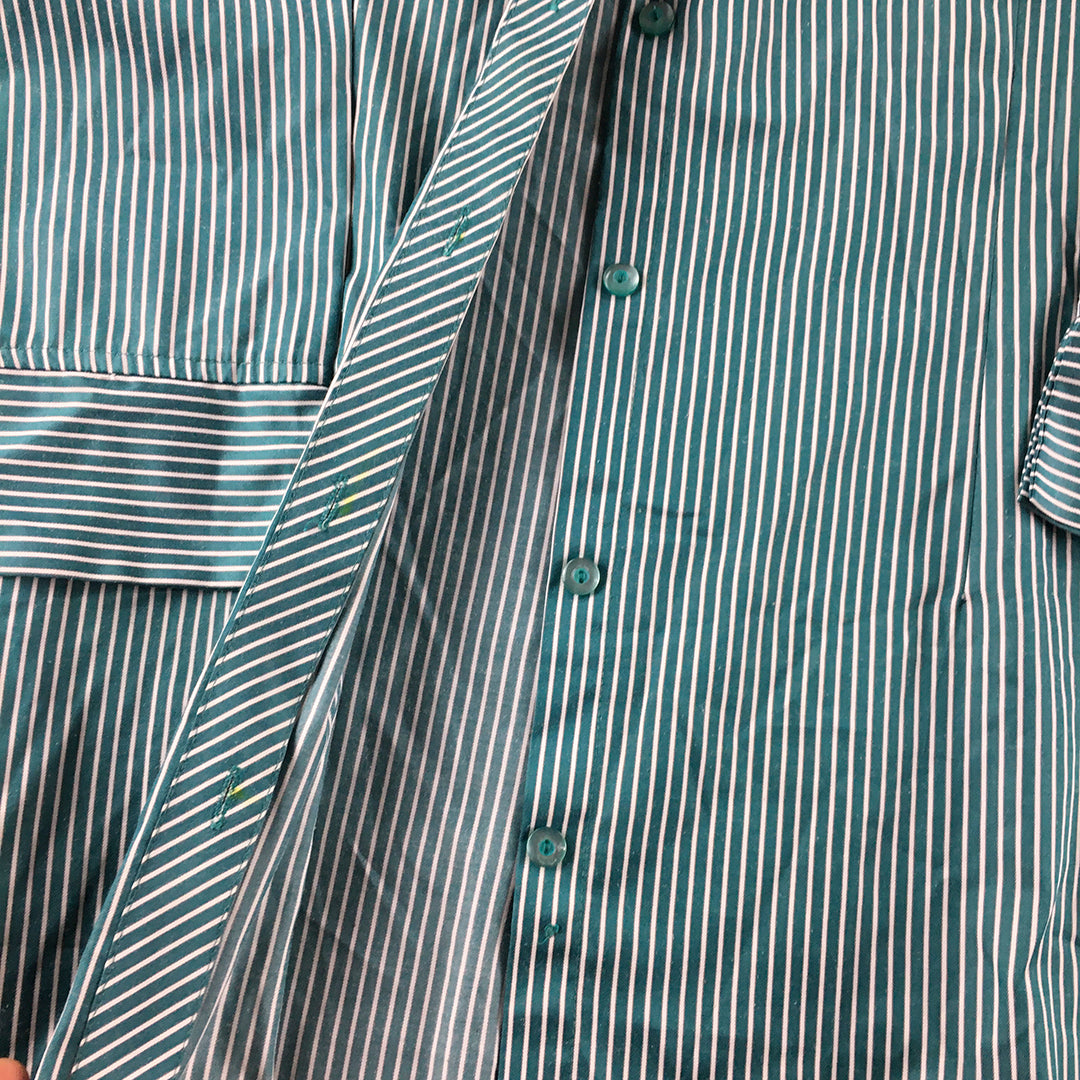 Difuse Jeans Womens Shirt Size M Green Striped Button-Up