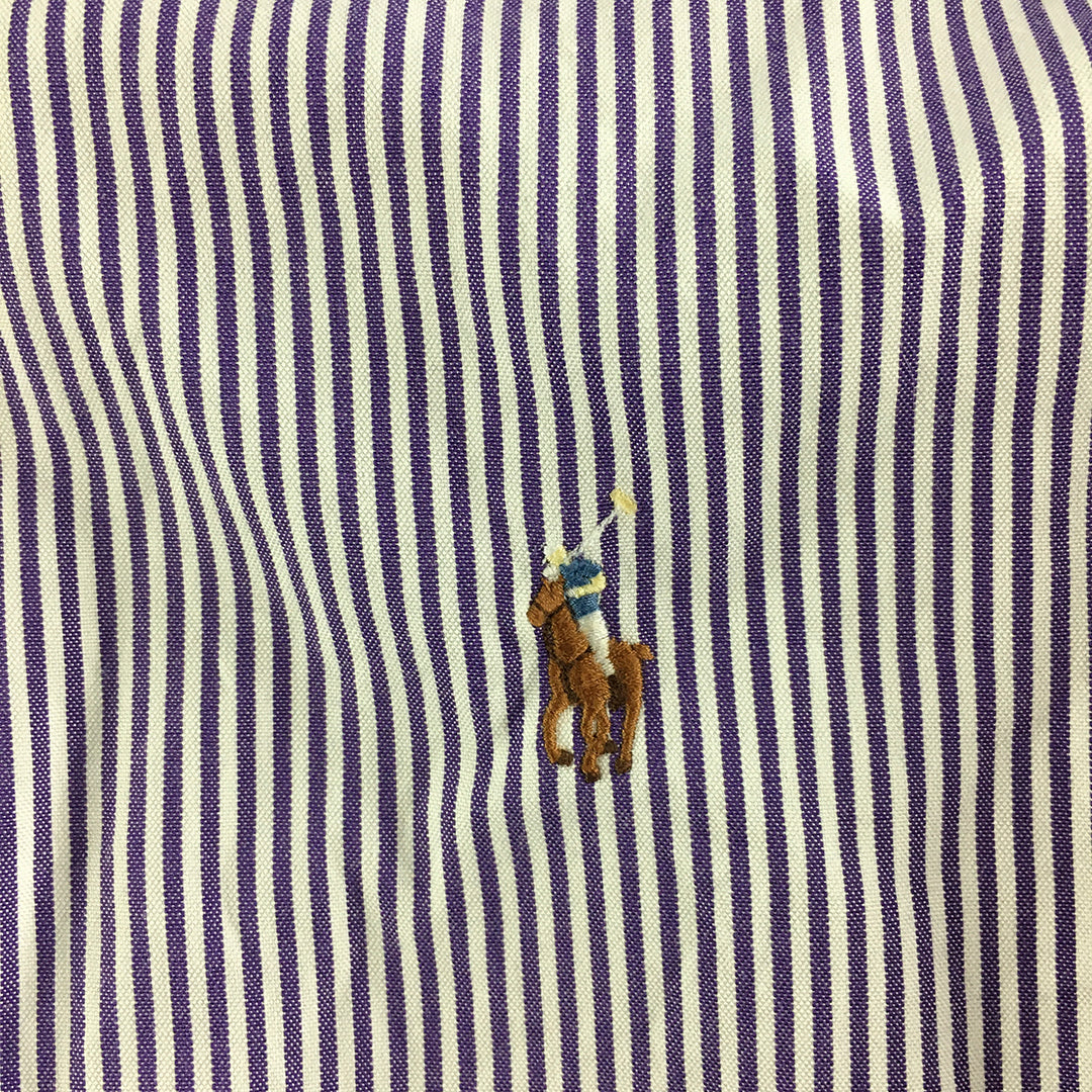 Ralph Lauren Mens Shirt Size S Purple Striped Logo Long Sleeve Button-Up