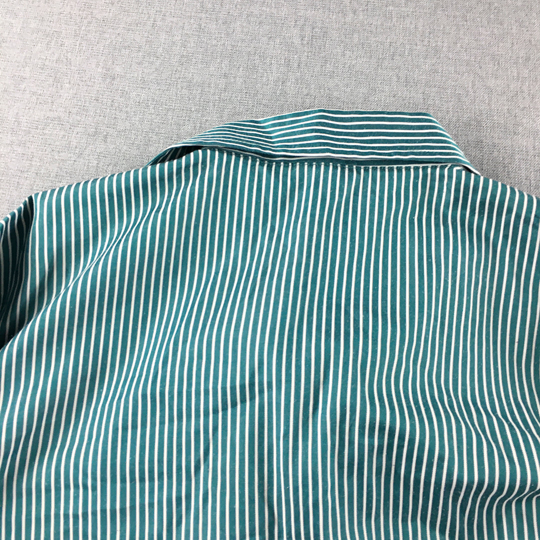 Difuse Jeans Womens Shirt Size M Green Striped Button-Up