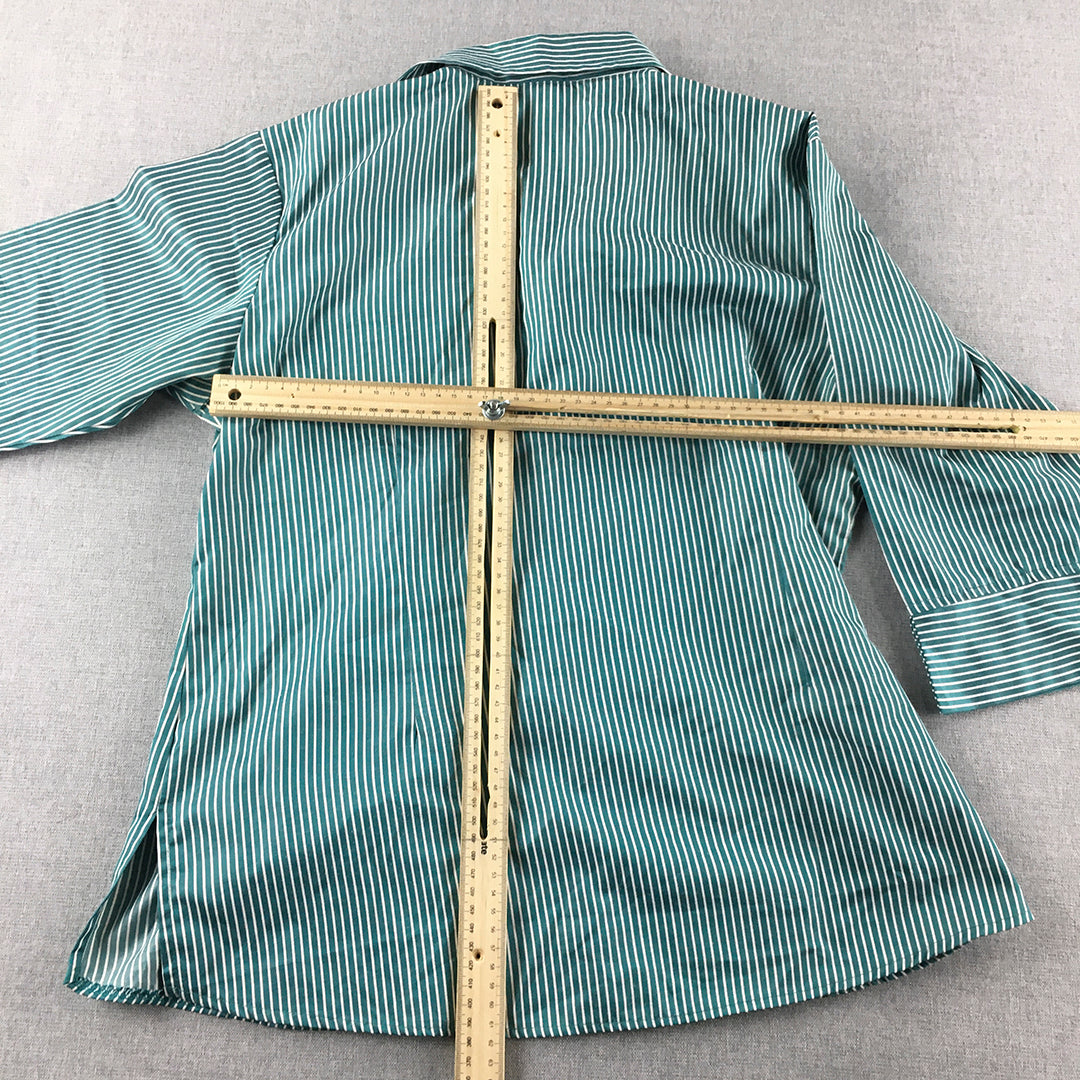 Difuse Jeans Womens Shirt Size M Green Striped Button-Up