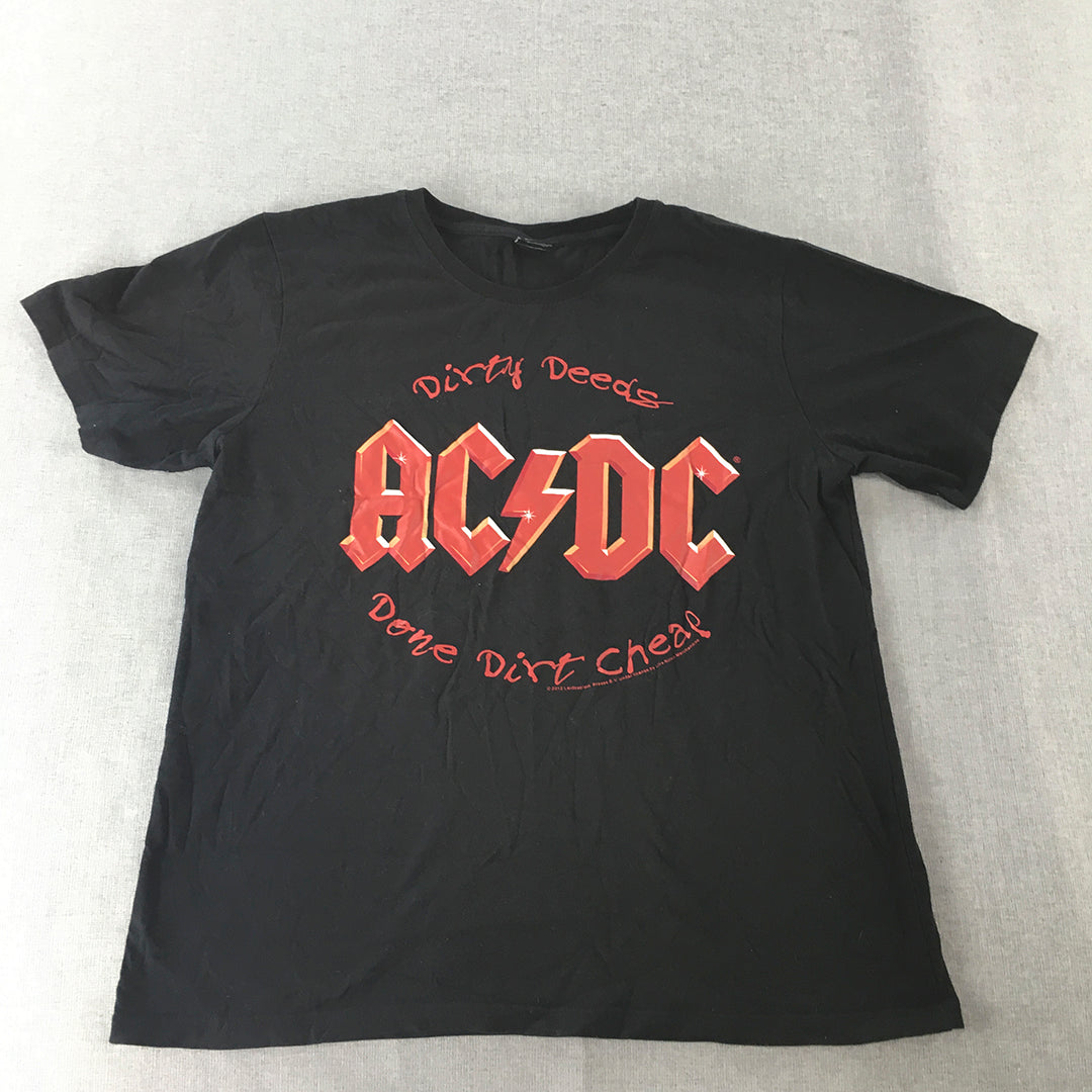 ACDC T-Shirt Adult Size L Black Rock Band Dirty Deeds Done Dirt Cheap