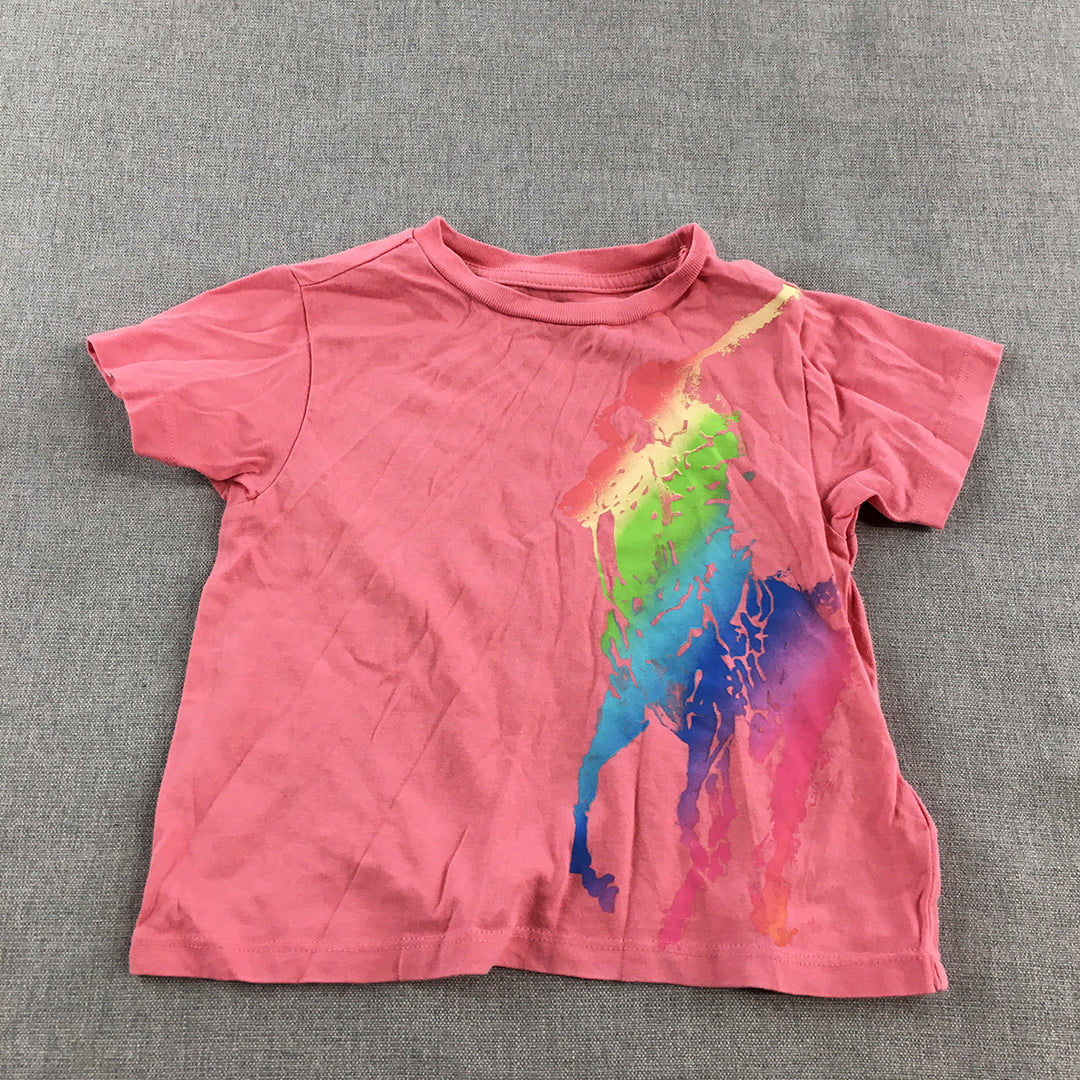 Polo Ralph Lauren Kids Girls Top Size 2 Baby Toddler Pink Big Pony T-Shirt