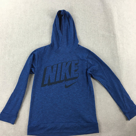 Nike Kids Boys Hoodie Sweater Youth Size S Blue Logo Pullover Jumper