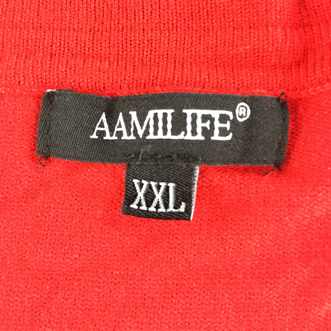 Aamilife Womens Cardigan Sweater Size 2XL Red Open-Front Knit