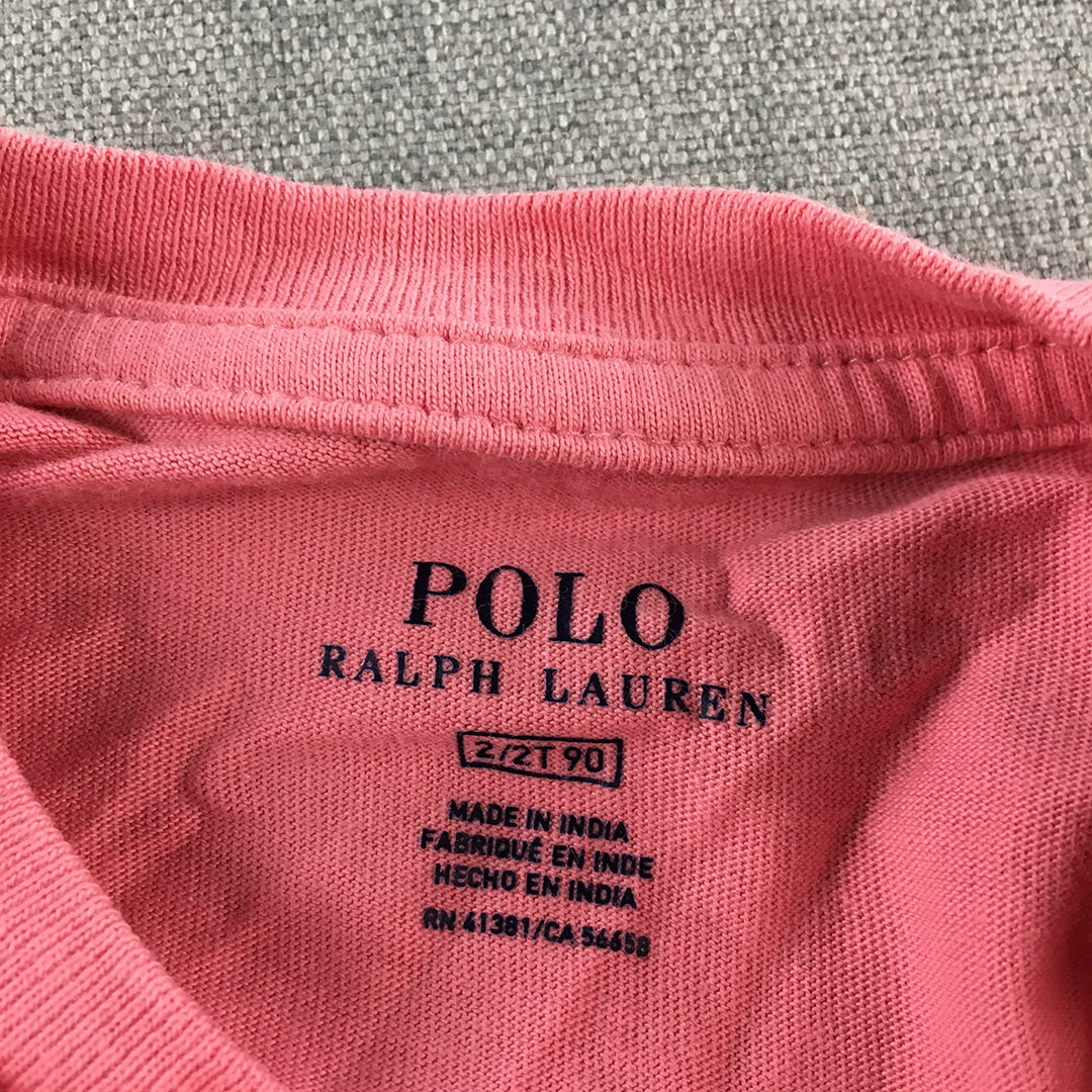 Polo Ralph Lauren Kids Girls Top Size 2 Baby Toddler Pink Big Pony T-Shirt