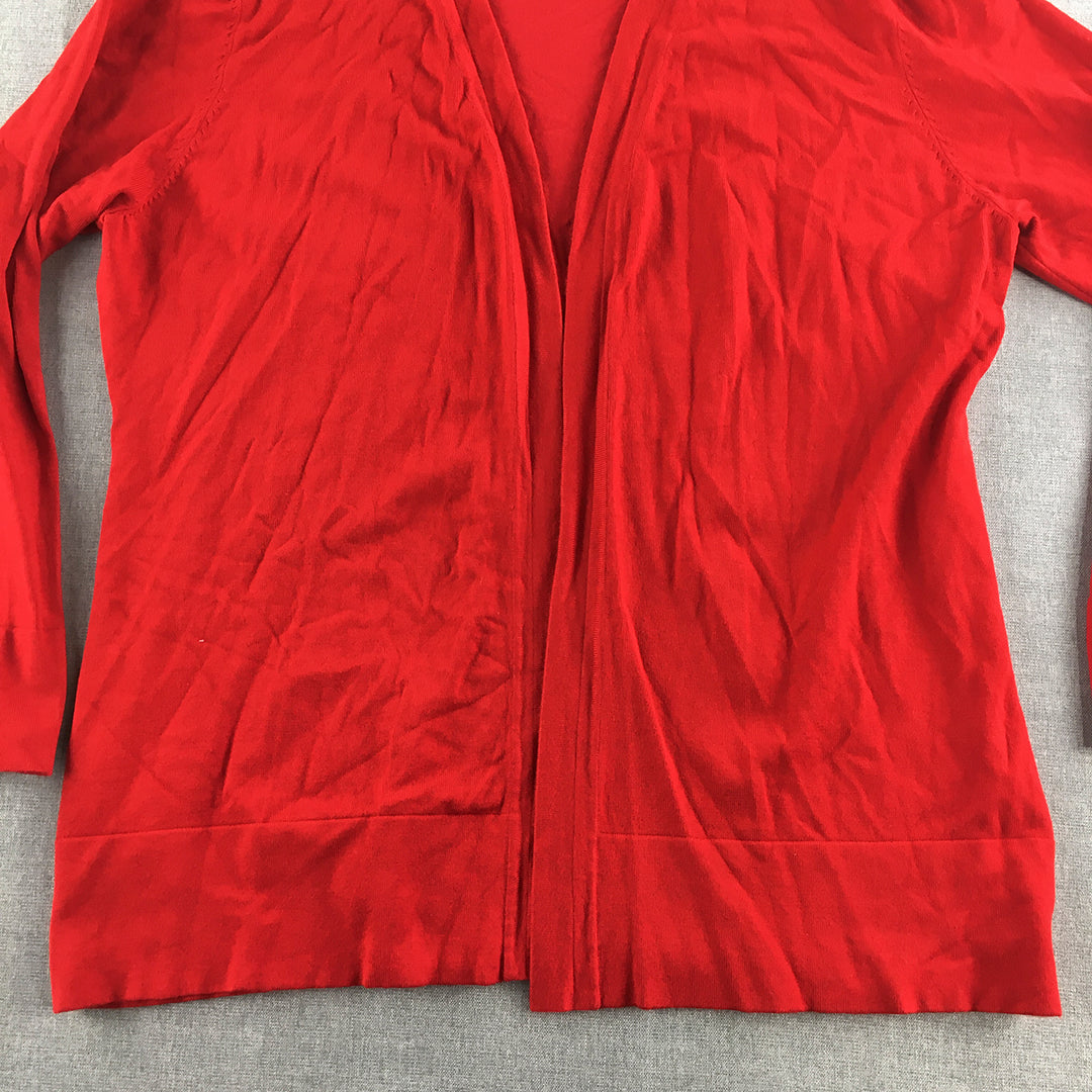 Aamilife Womens Cardigan Sweater Size 2XL Red Open-Front Knit