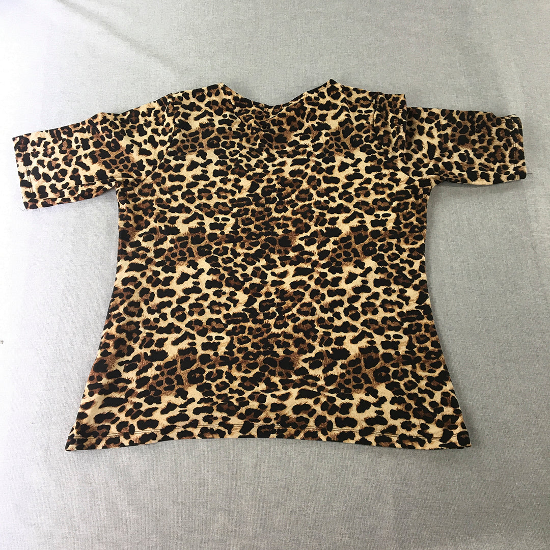 Suite Boutique Womens T-Shirt Size 18 Brown Cheetah Print Short Sleeve Top