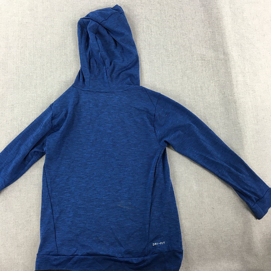 Nike Kids Boys Hoodie Sweater Youth Size S Blue Logo Pullover Jumper