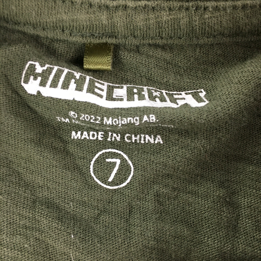 Minecraft Kids Boys Shirt Size 7 Green Creeper Long Sleeve Pullover Top