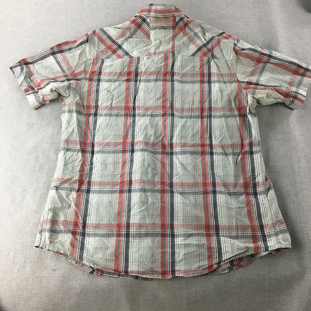 Kathmandu Mens Shirt Size M Grey Red Checkered Button-Up Pocket