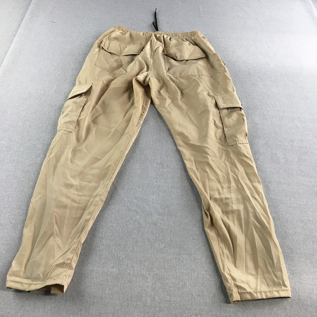 Boohoo Womens Jogger Pants Size 12 Brown Cargo Pockets Drawstring