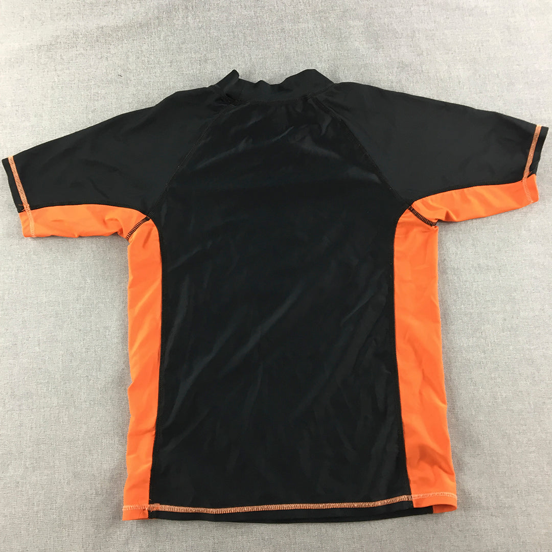 Mambo Kids Boys Rash Vest Size 12 Black Orange Logo Surf Swim Rashie