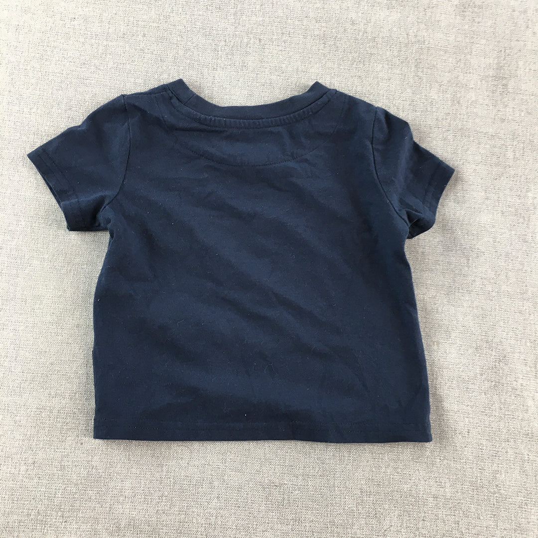 Ben Sherman Baby T-Shirt Size 9 Months Blue Big Logo Short Sleeve Boys