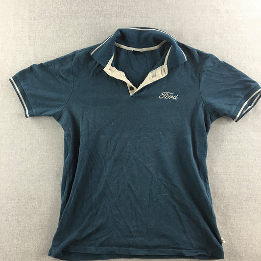 Ford Mens Polo Shirt Size S Blue Car Auto Short Sleeve Rugby