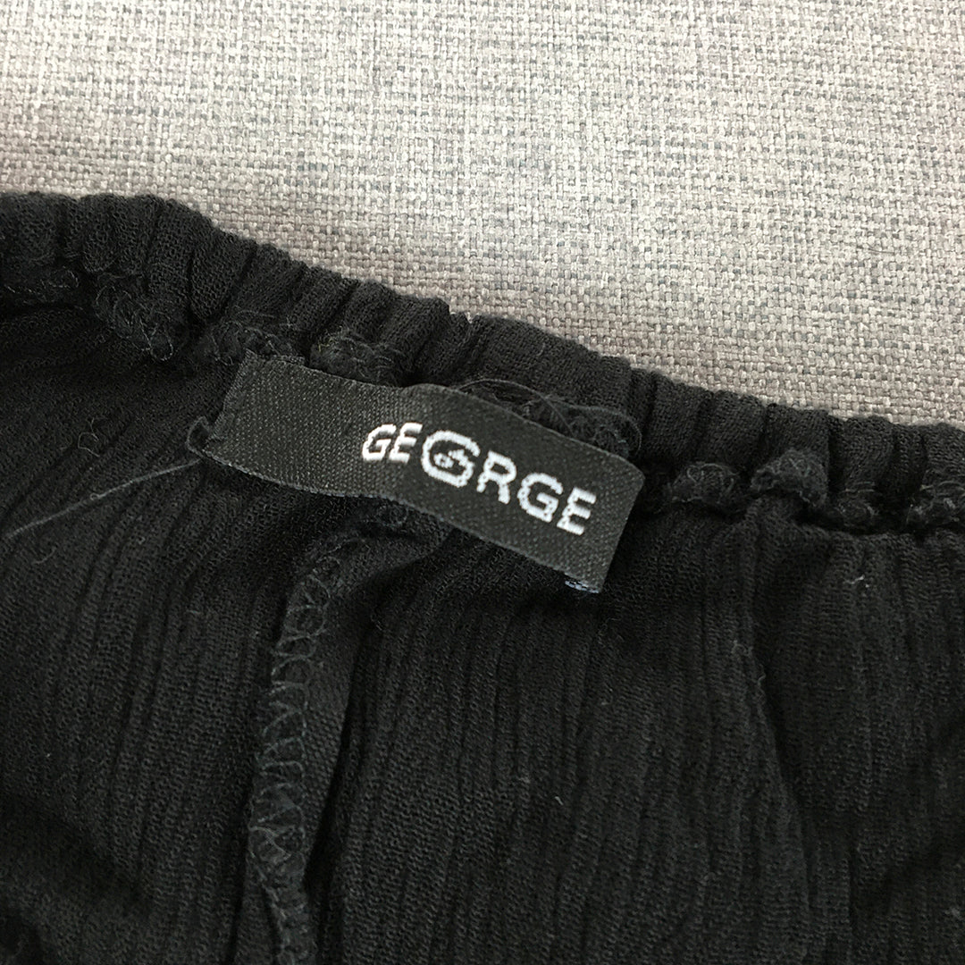 George Womens Mini Skirt Size S Black Drawstring Frilled