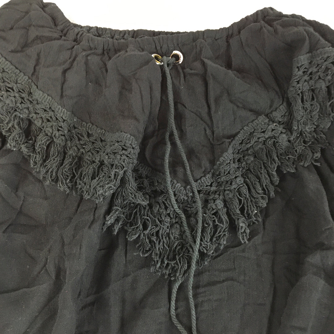 George Womens Mini Skirt Size S Black Drawstring Frilled