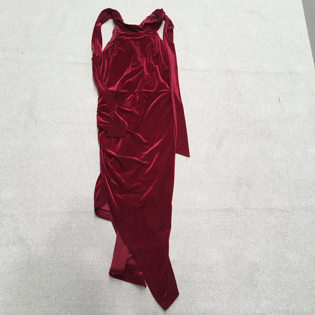 Fresh Soul Womens Velvet Dress Size 12 Red Sleeveless Velour Midi