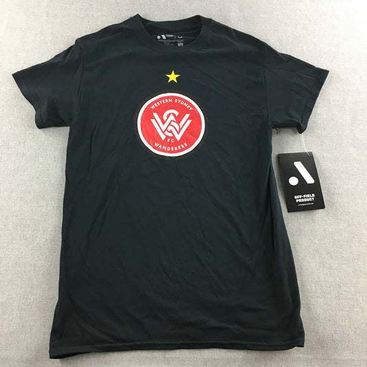 Western Sydney Wanderers Mens T-Shirt Size S Black Logo WSW Tee