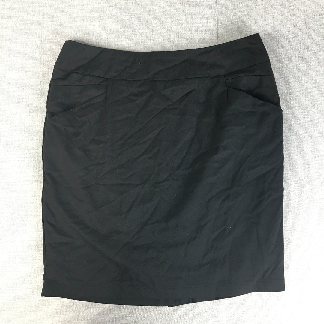 Forcast Womens Pencil Skirt Size 14 Black Midi Straight