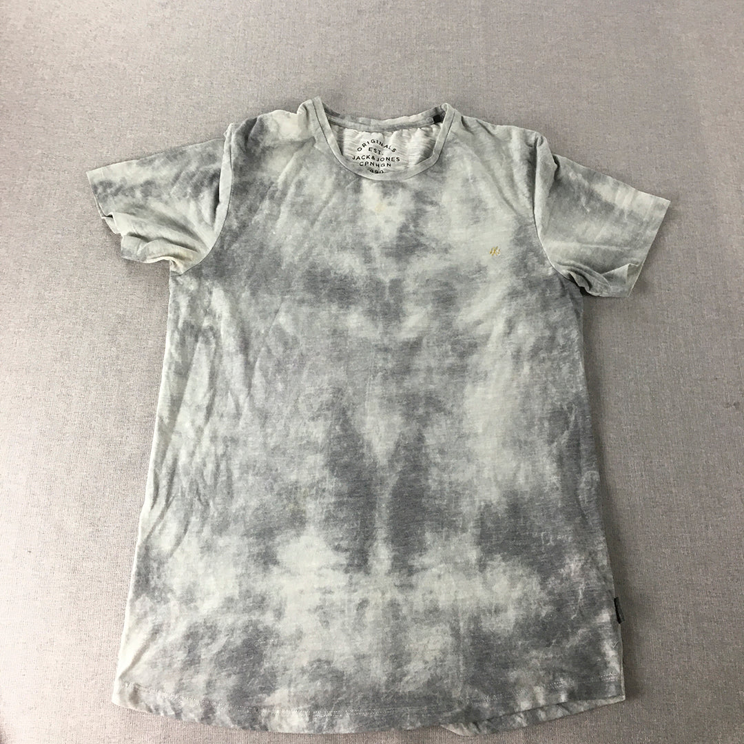 Jack & Jones Mens T-Shirt Size M Grey Tie-Dye Short Sleeve Tee