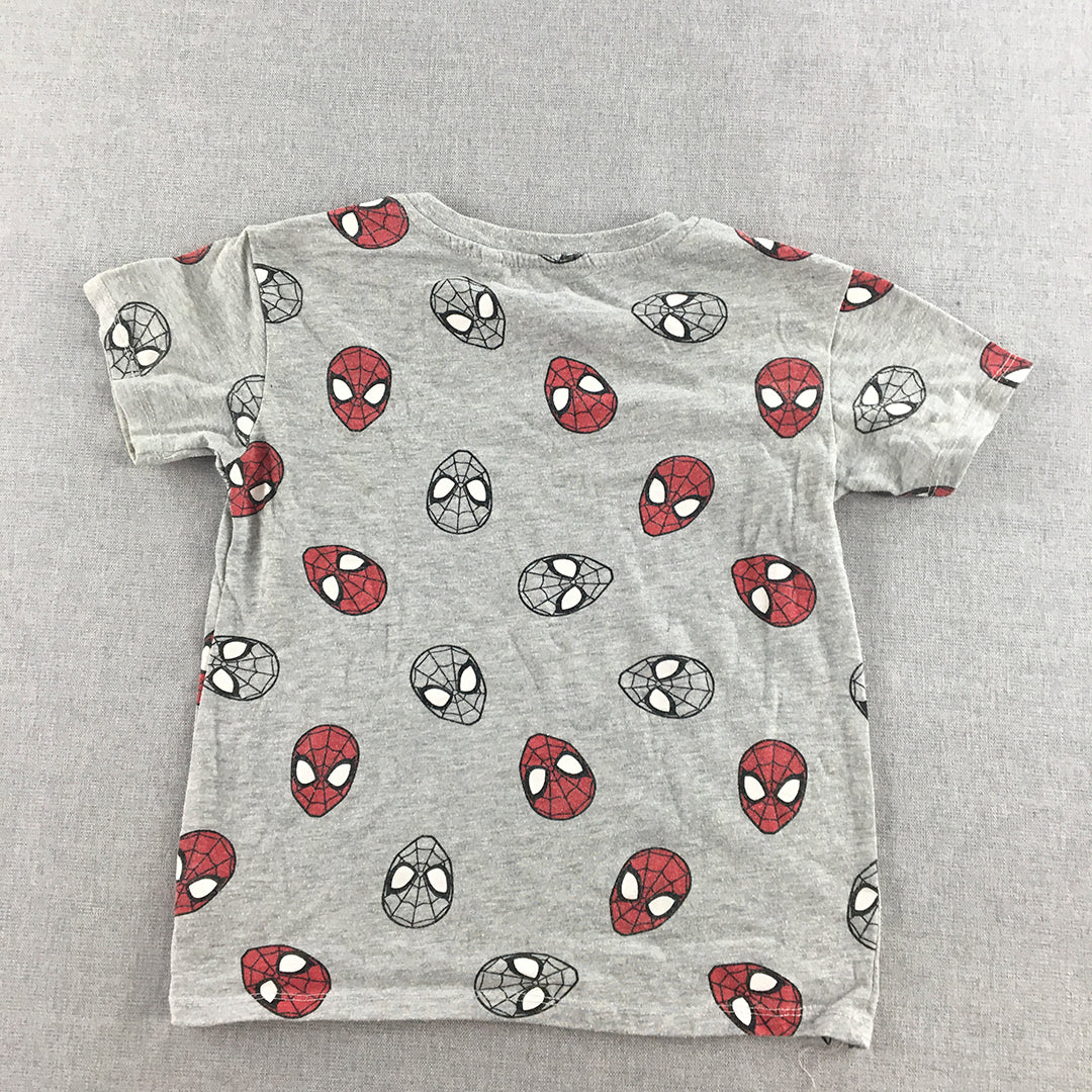 Spiderman Kids Boys T-Shirt Size 6 Grey Short Sleeve Top Marvel