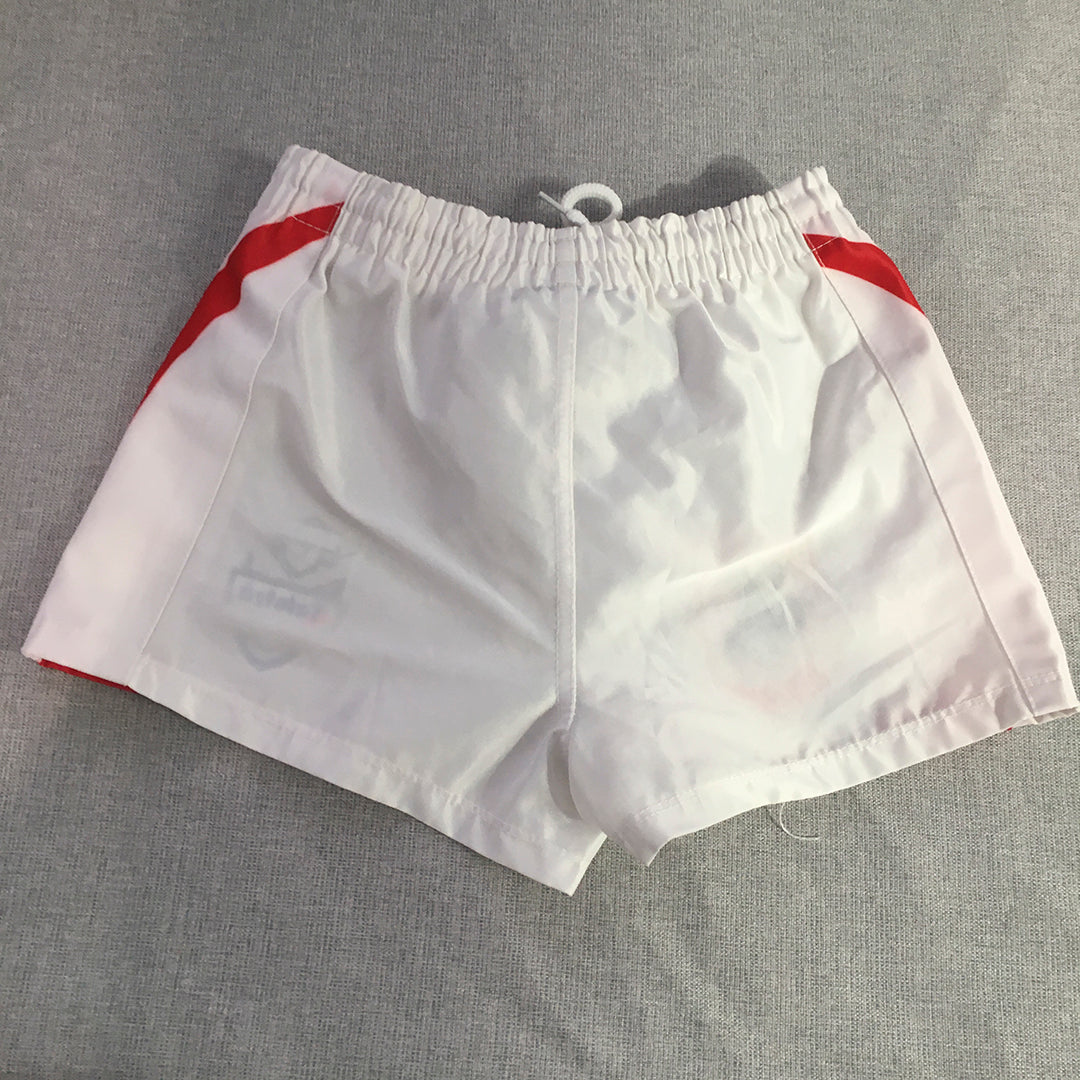 St. George Dragons Kids Boys Shorts Size 8 White NRL Rugby League Embroidered