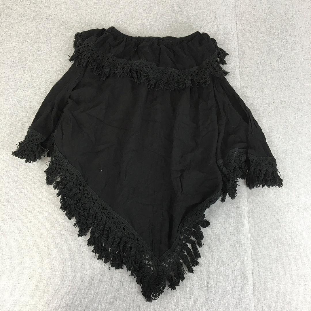 George Womens Mini Skirt Size S Black Drawstring Frilled