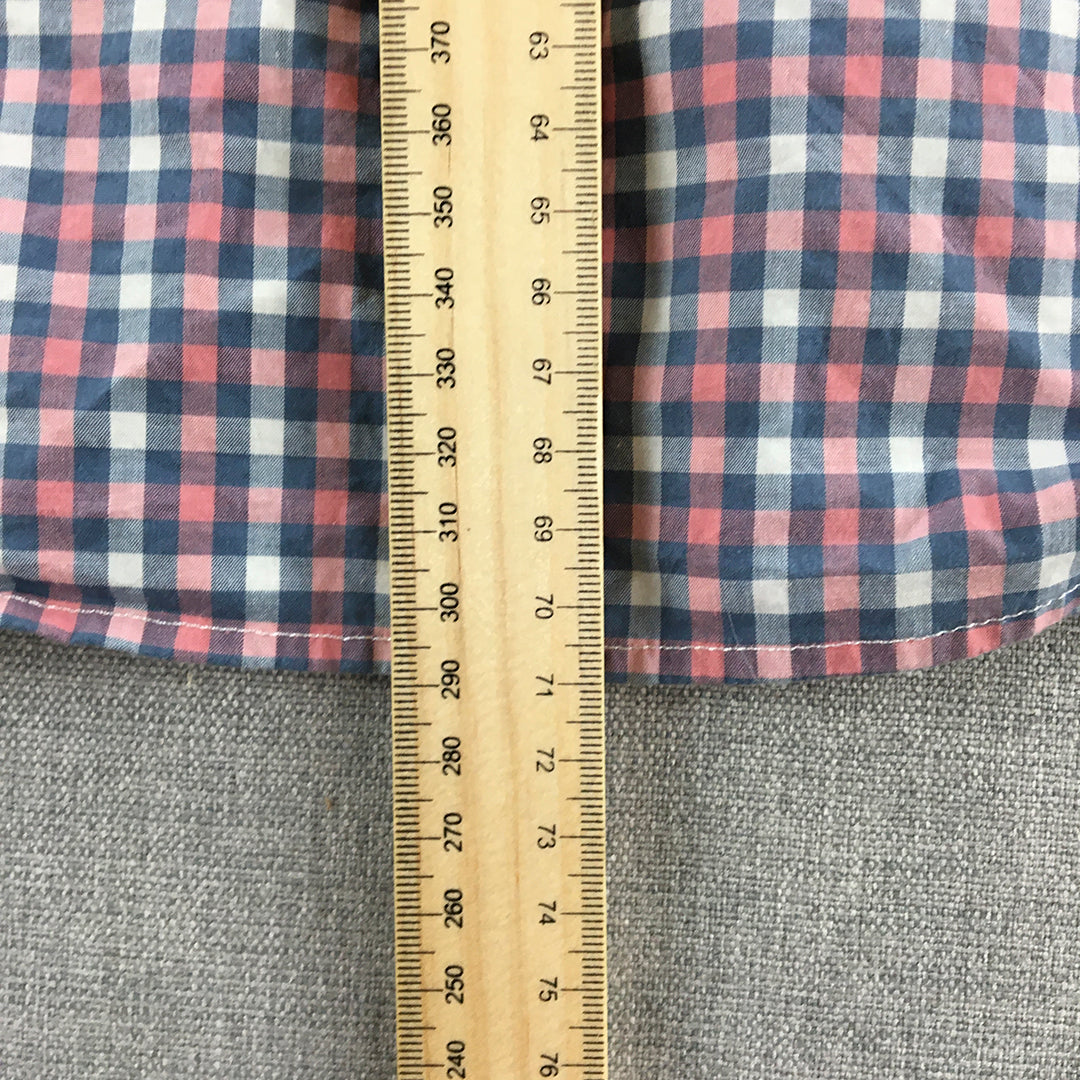 Gap Mens Shirt Size S Slim Fit Stretch Pink Checkered Long Sleeve Button-Up