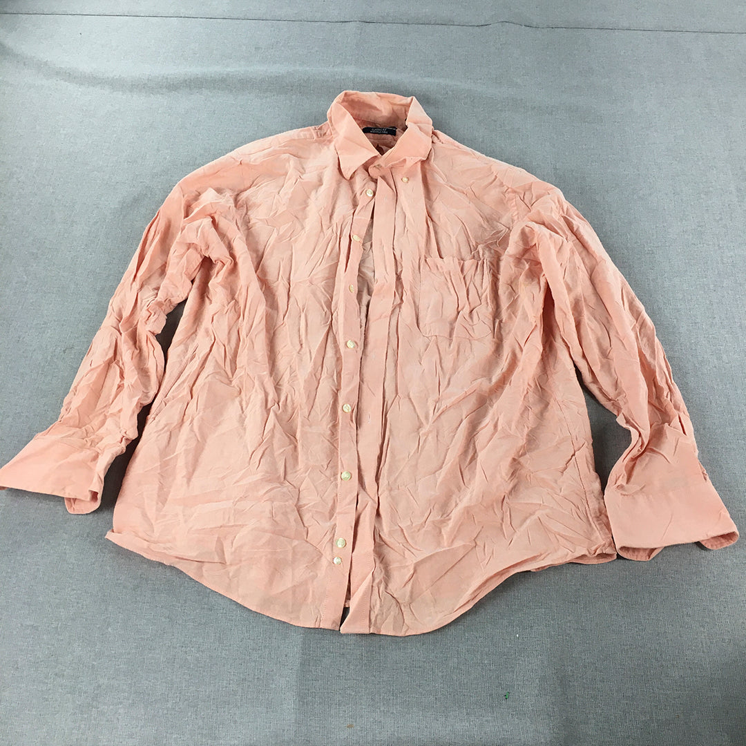 Ralph Lauren Chaps Mens Shirt Size 2XL Pink Button-Up Pocket Classic Fit