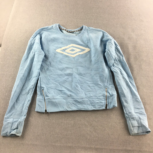 Umbro Womens Sweater Size M Light Blue Logo Crew Neck Pullover Jumper