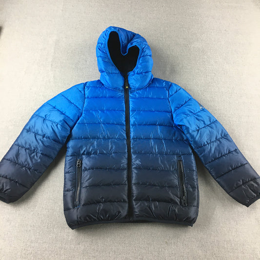 Next Kids Boys Puffer Jacket Size 7 Blue Quilted Hooded Zip-Up Coat