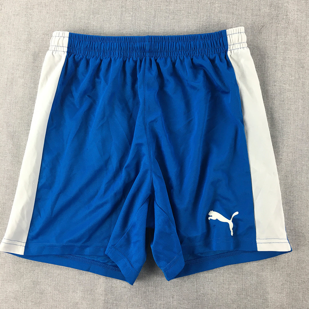 Puma Kids Boys Shorts Size 14 - 16 Years Blue Logo Elastic Waist