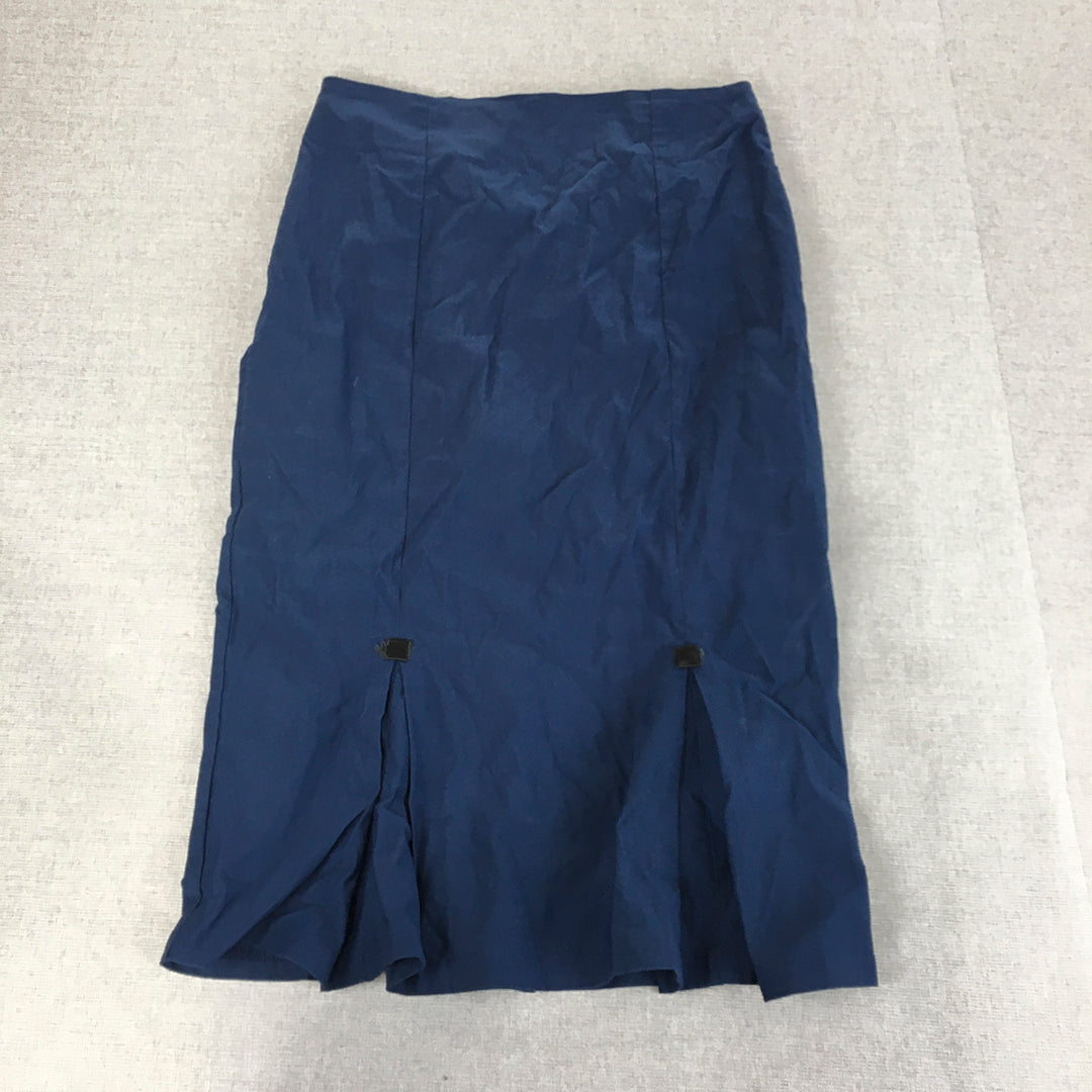 Belle Poque Womens Pencil Skirt Size M Blue Straight Midi