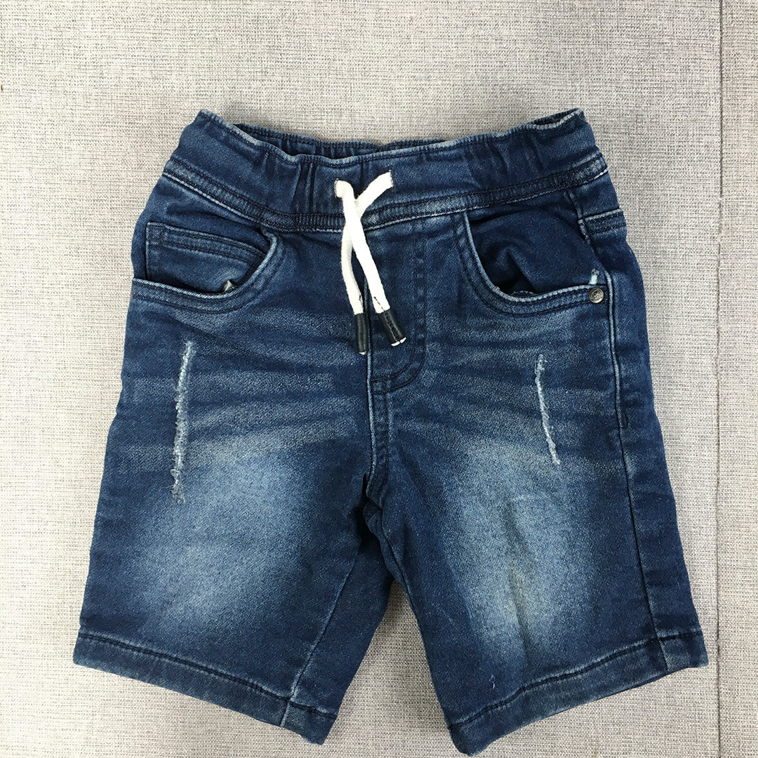 Kmart Kids Boys Denim Shorts Size 2 Baby Toddler Blue Dark Wash Drawstring