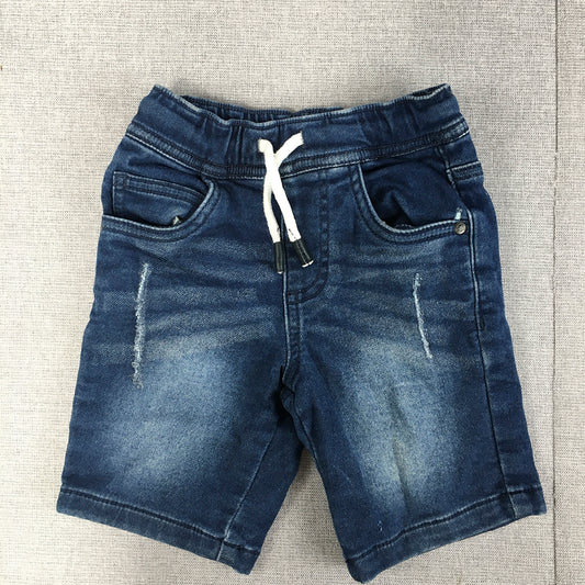 Kmart Kids Boys Denim Shorts Size 2 Baby Toddler Blue Dark Wash Drawstring