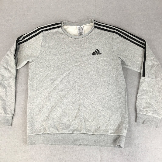 Adidas Mens Sweater Size M Grey Logo Crew Neck Pullover Jumper