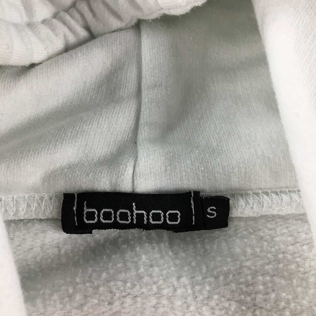 Boohoo Mens Hoodie Sweater Size S White Pockets Pullover Jumper