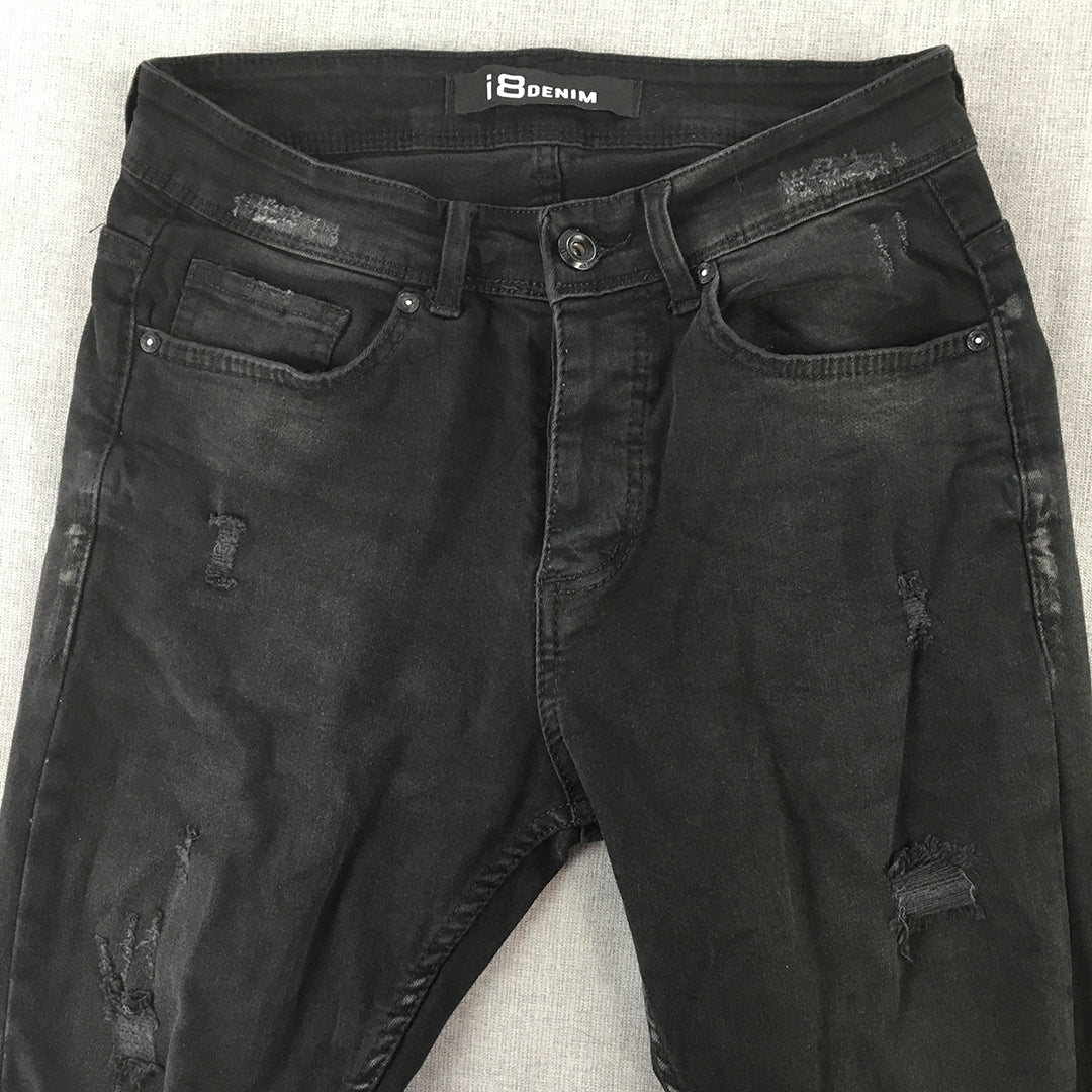 i8 Denim Jeans Size 30 Black Distressed Dark Wash Denim Skinny