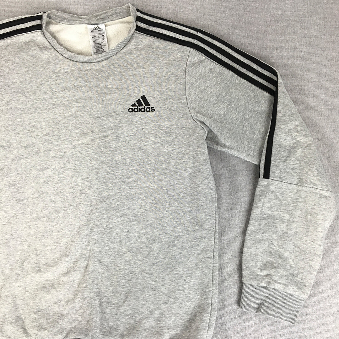 Adidas Mens Sweater Size M Grey Logo Crew Neck Pullover Jumper