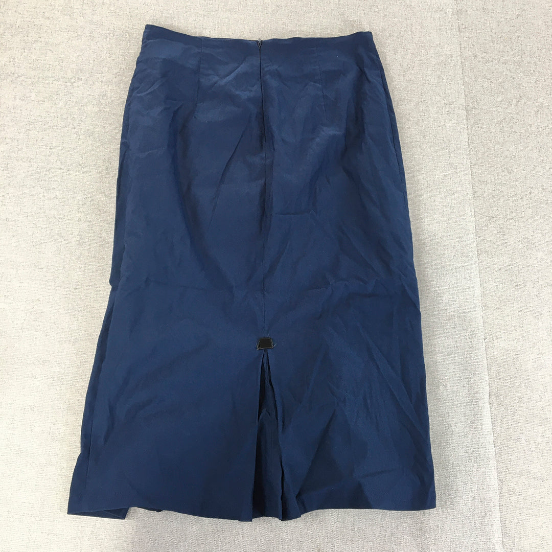 Belle Poque Womens Pencil Skirt Size M Blue Straight Midi