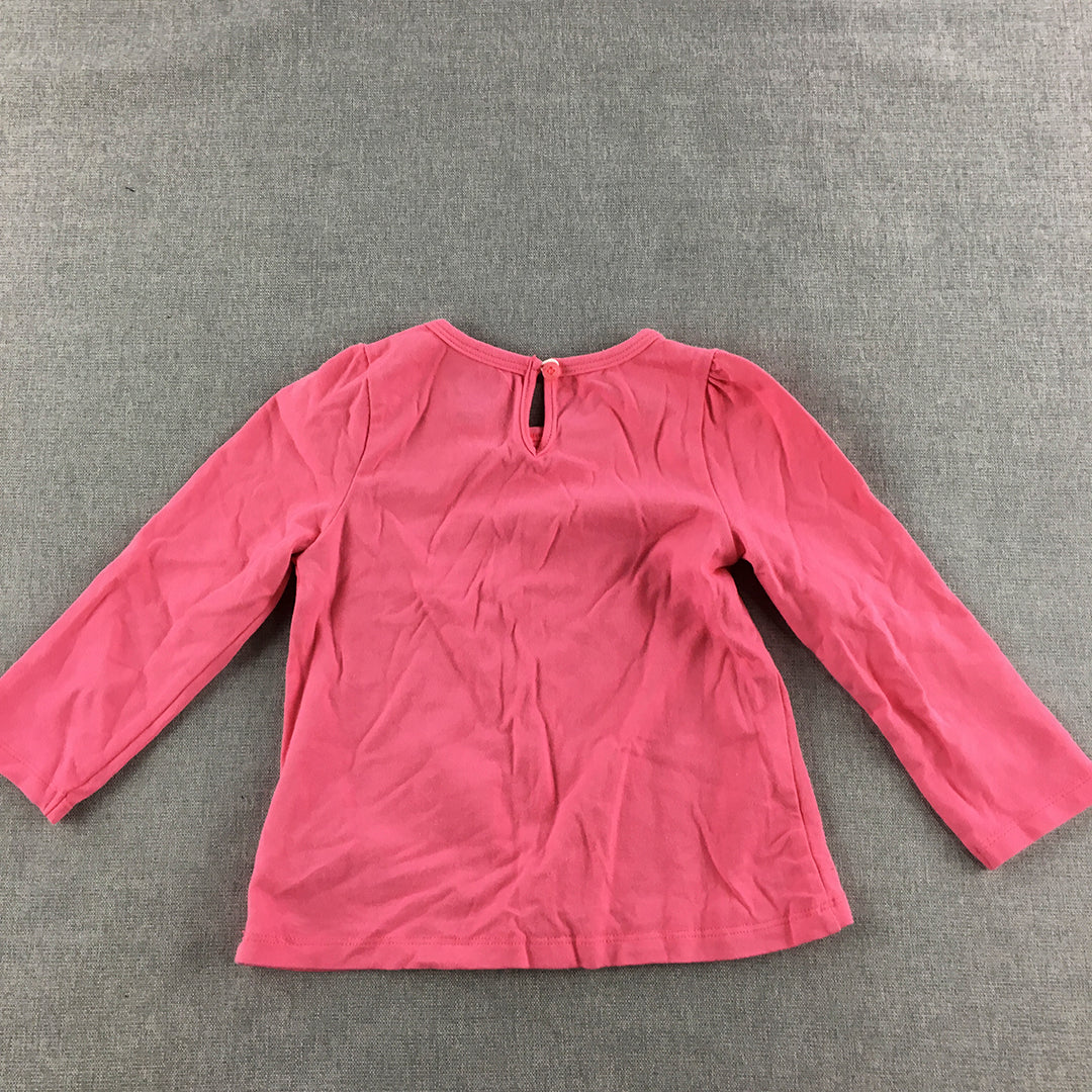 Nautica Kids Girls Top Size 24 Months (2) Pink Logo Long Sleeve Toddler Baby