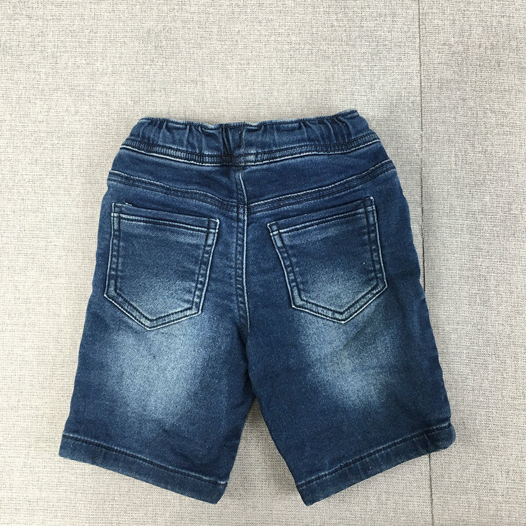 Kmart Kids Boys Denim Shorts Size 2 Baby Toddler Blue Dark Wash Drawstring