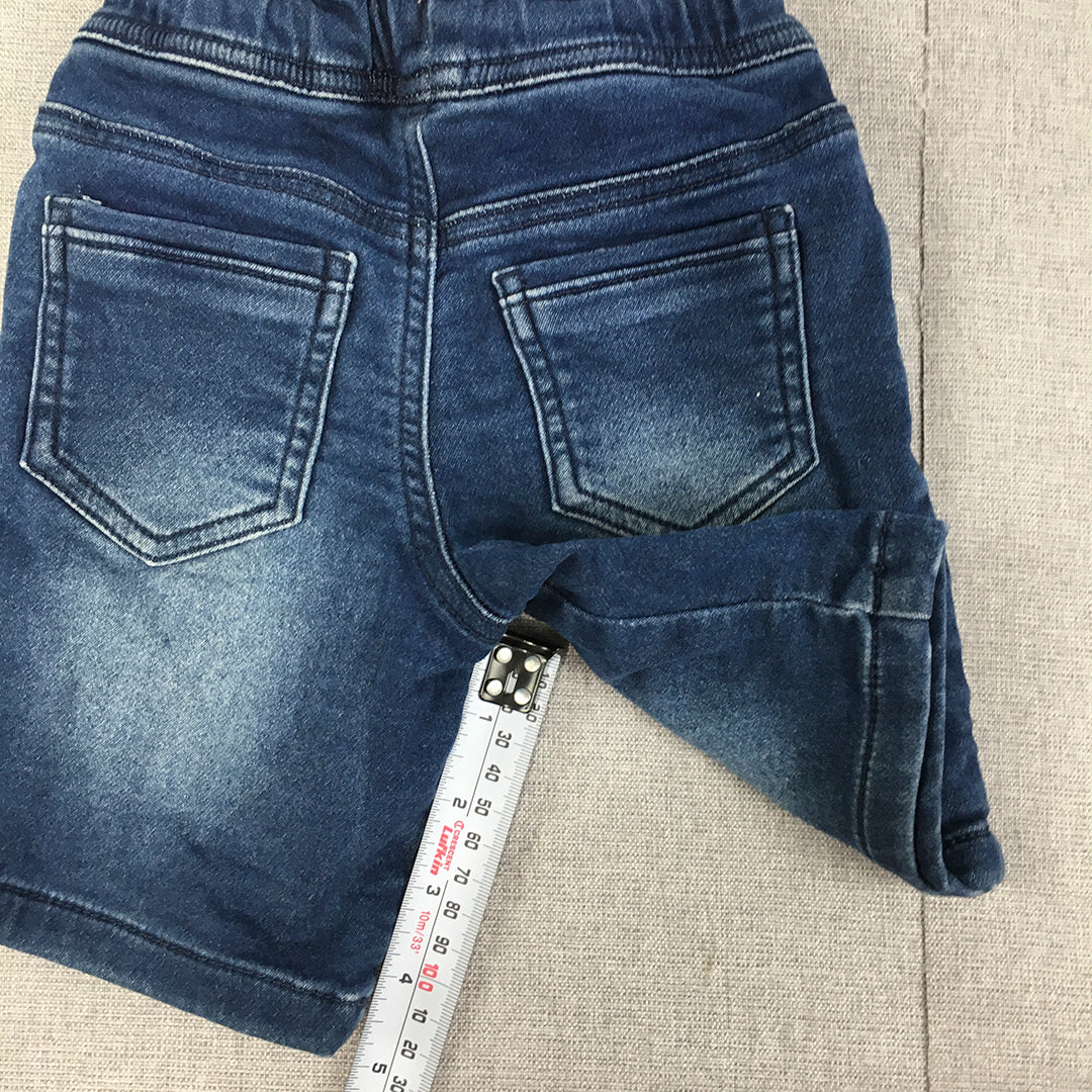 Kmart Kids Boys Denim Shorts Size 2 Baby Toddler Blue Dark Wash Drawstring