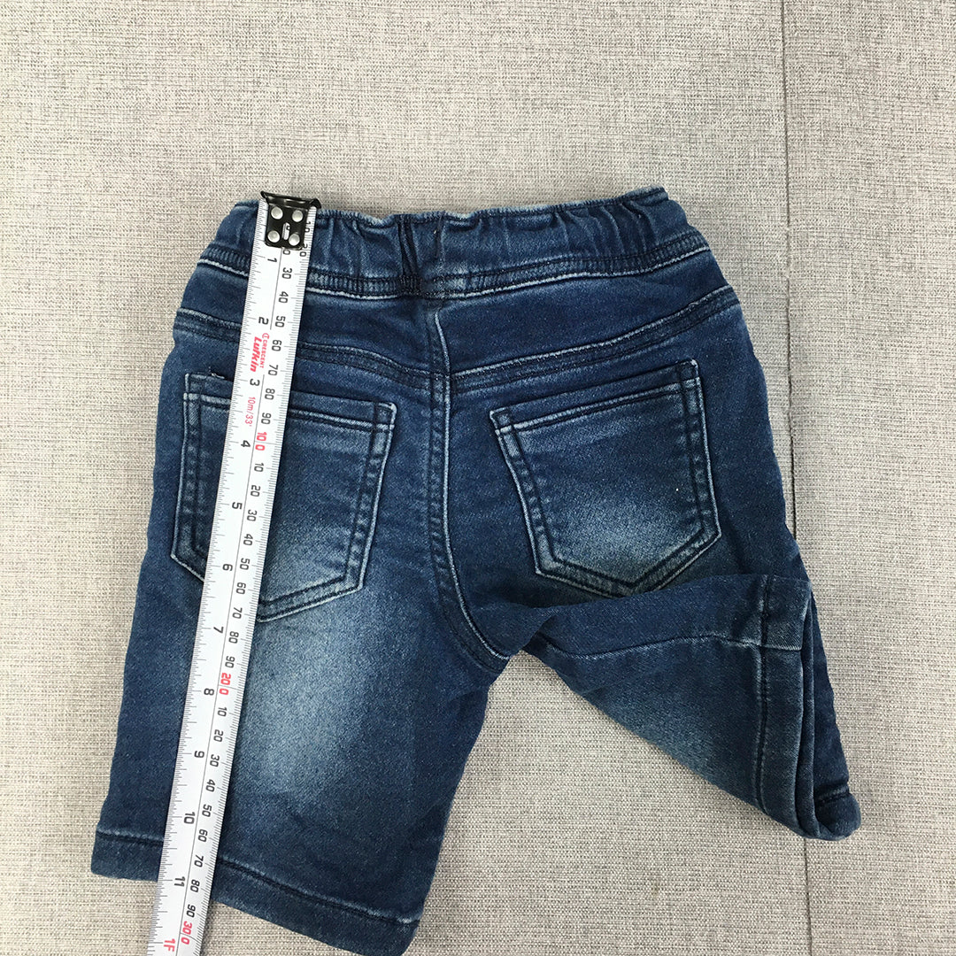 Kmart Kids Boys Denim Shorts Size 2 Baby Toddler Blue Dark Wash Drawstring