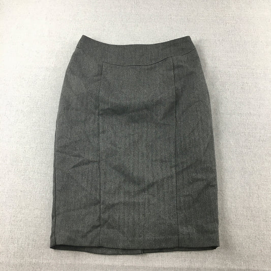 Forcast Womens Midi Skirt Size 8 Grey Straight