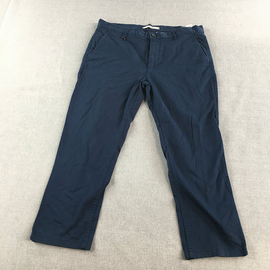 Zara Mens Chino Pants Size 32 Blue Pockets Straight Leg Trousers