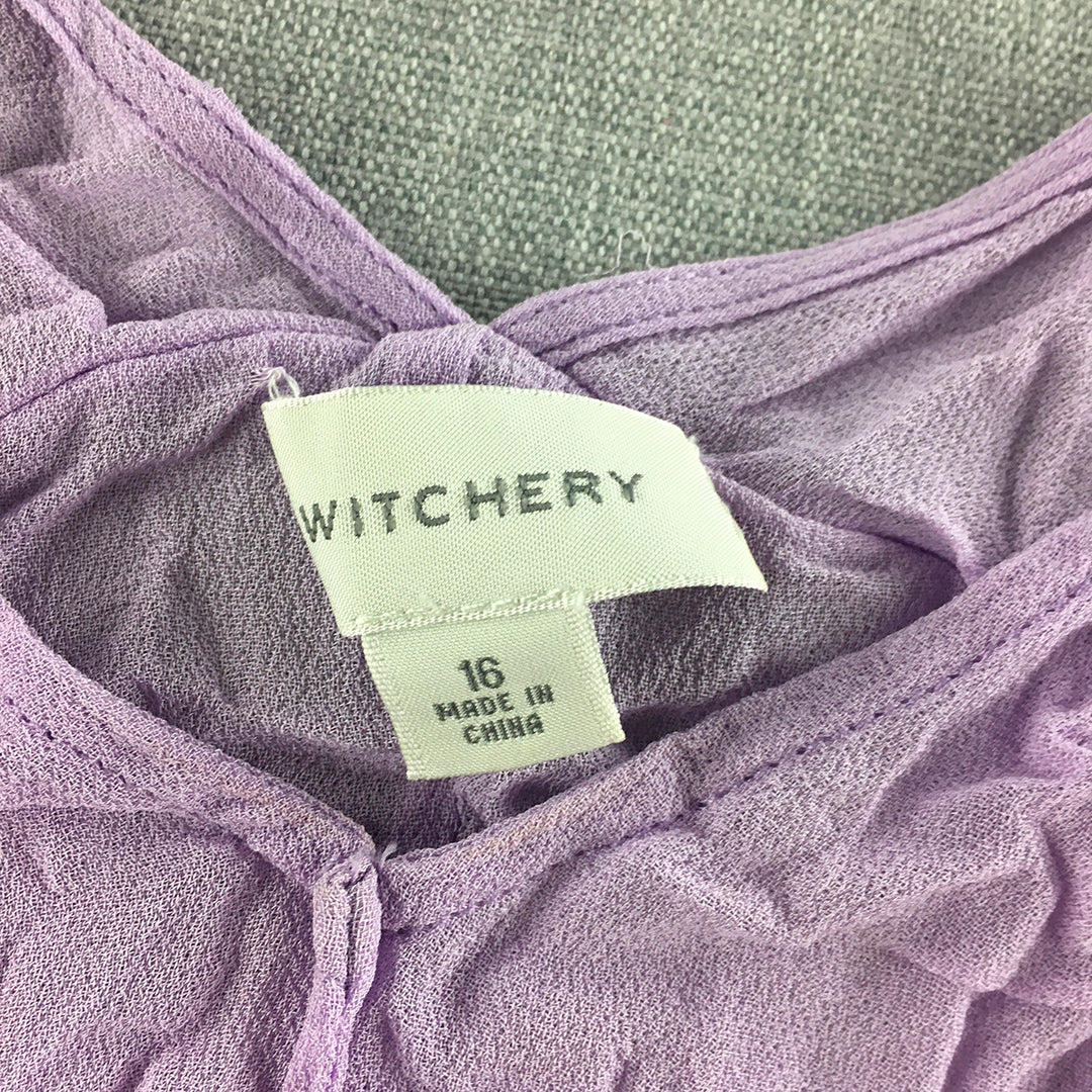 Witchery Womens Top Size 6 Purple Short Sleeve Shirt Blouse